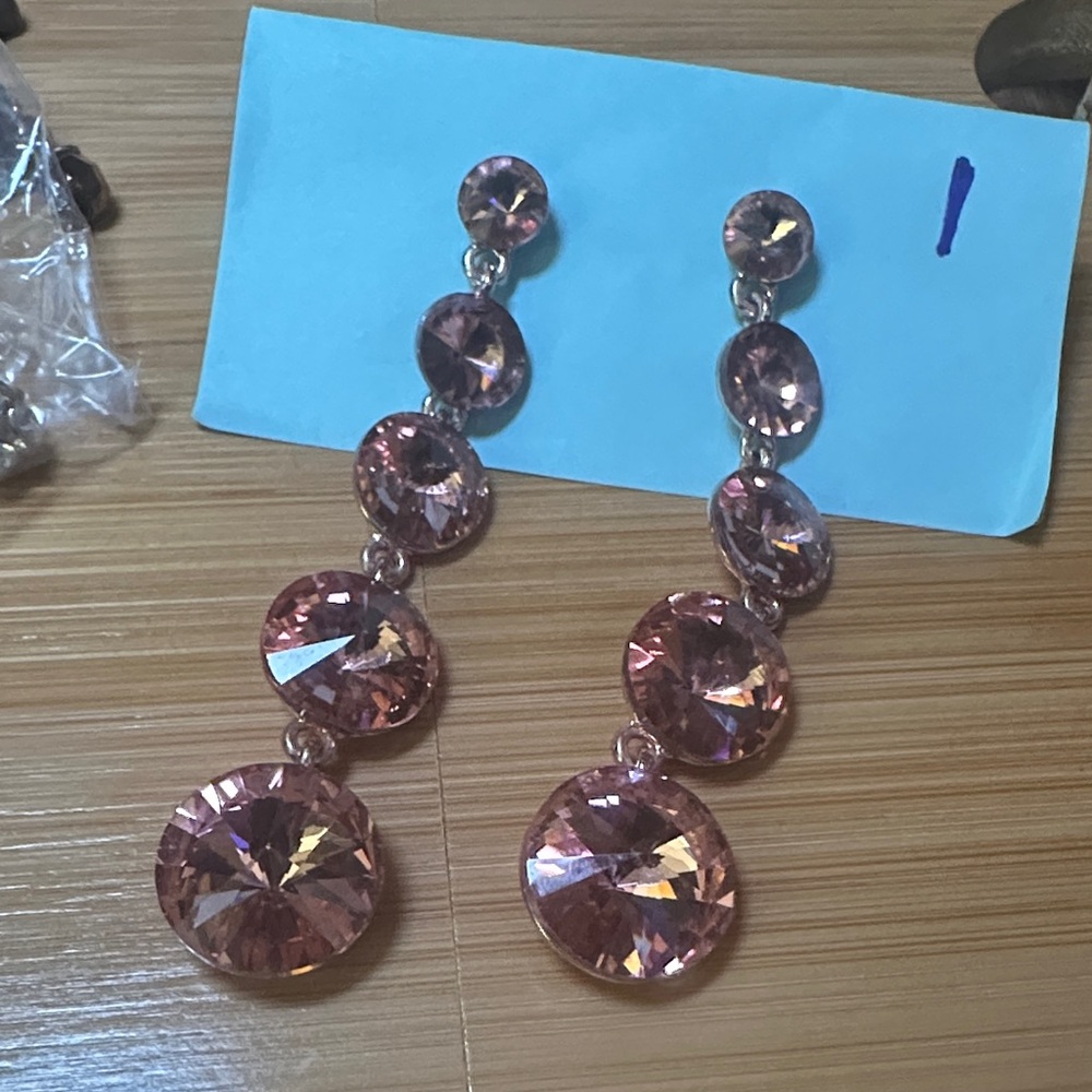 J. Crew Pink Crystal Statement Earrings